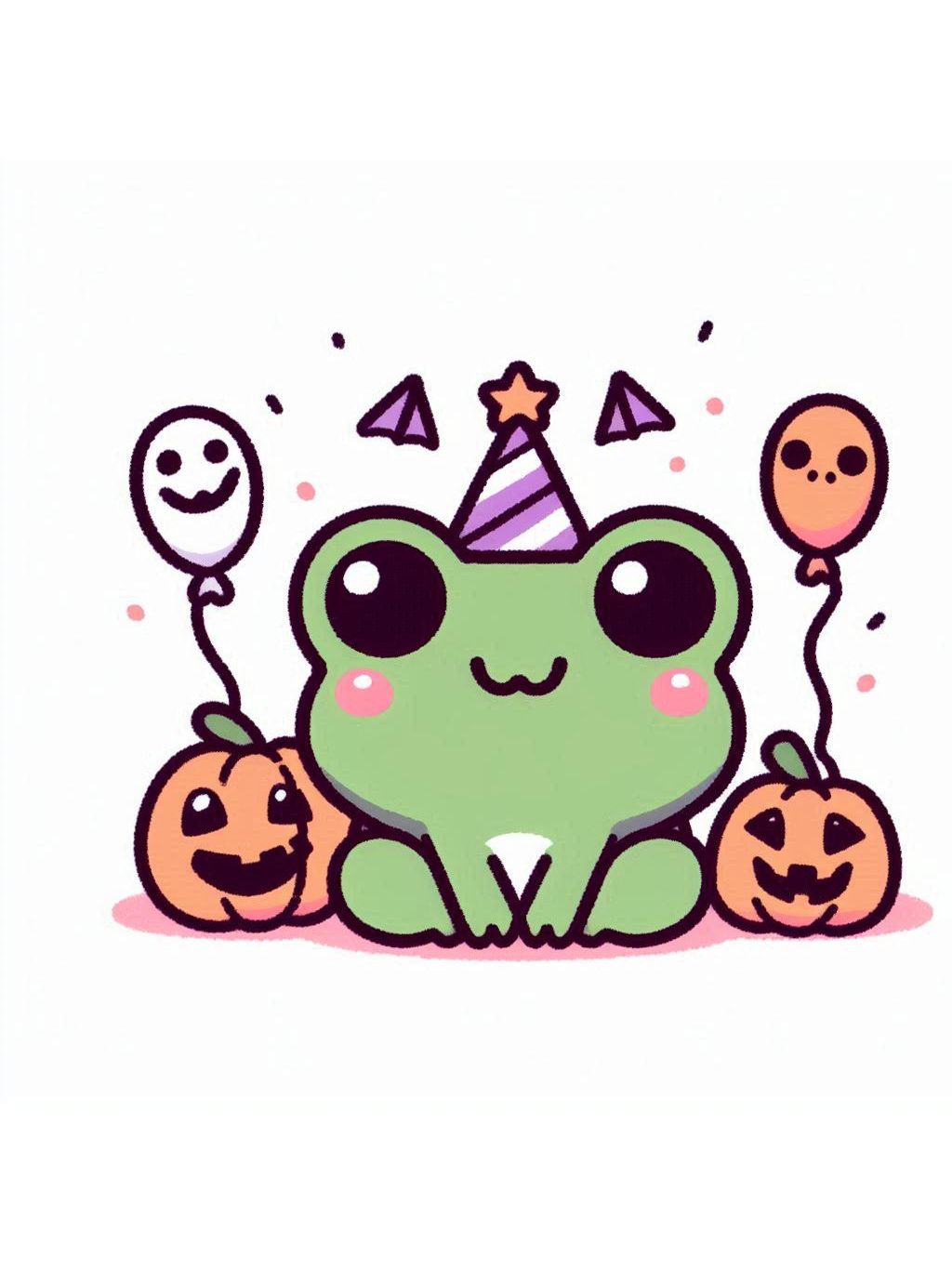 halloween frog drawing ideas portraying a frog with party accessories and cheerful decorations